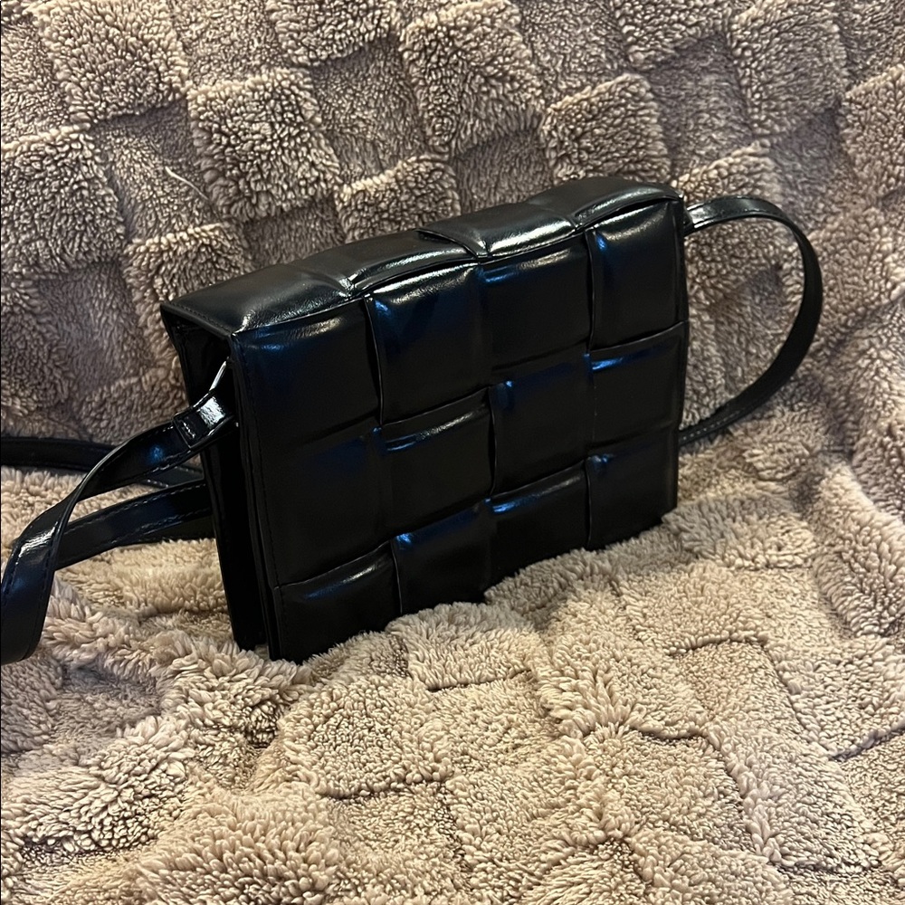 Black Woven Crossbody Bag
